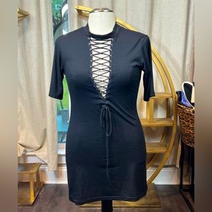 ⚫️ Deep V Tie Front Tunic Top